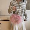 Yogodlns Luxe nepbont avondtasje Pluizige effen kleur schoudertas Grote capaciteit Parelhandvat Clutch Crossbodytas Voor dames