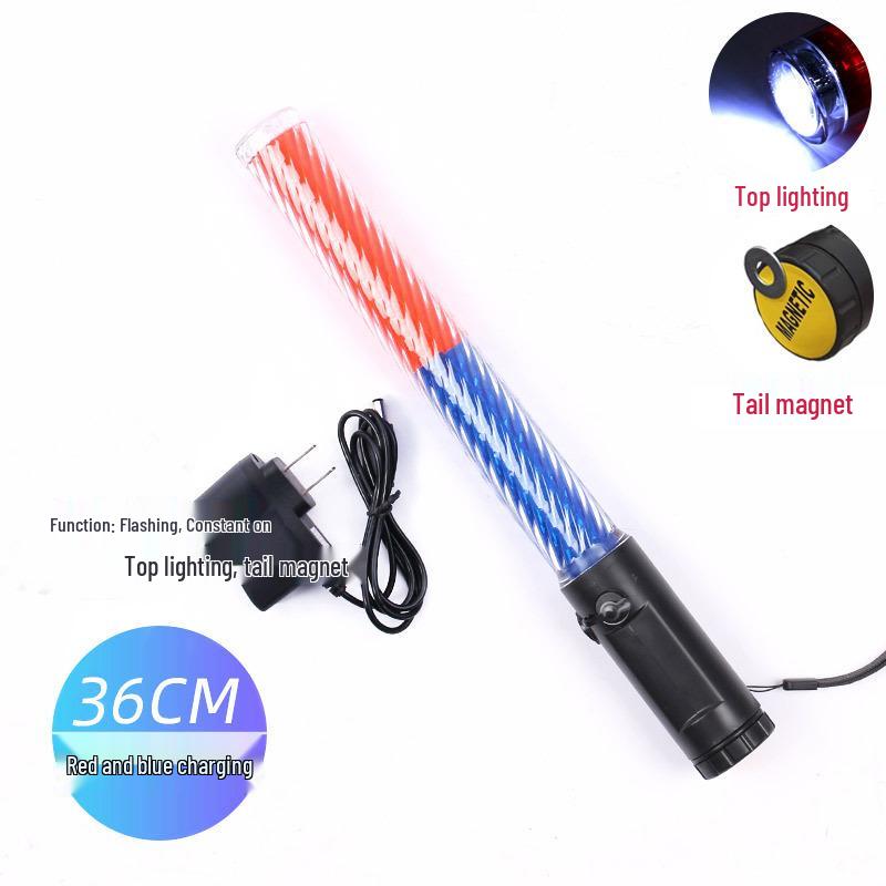 Rechargeable LED Traffic Baton with Emergency Whistle and Flashing Strobe