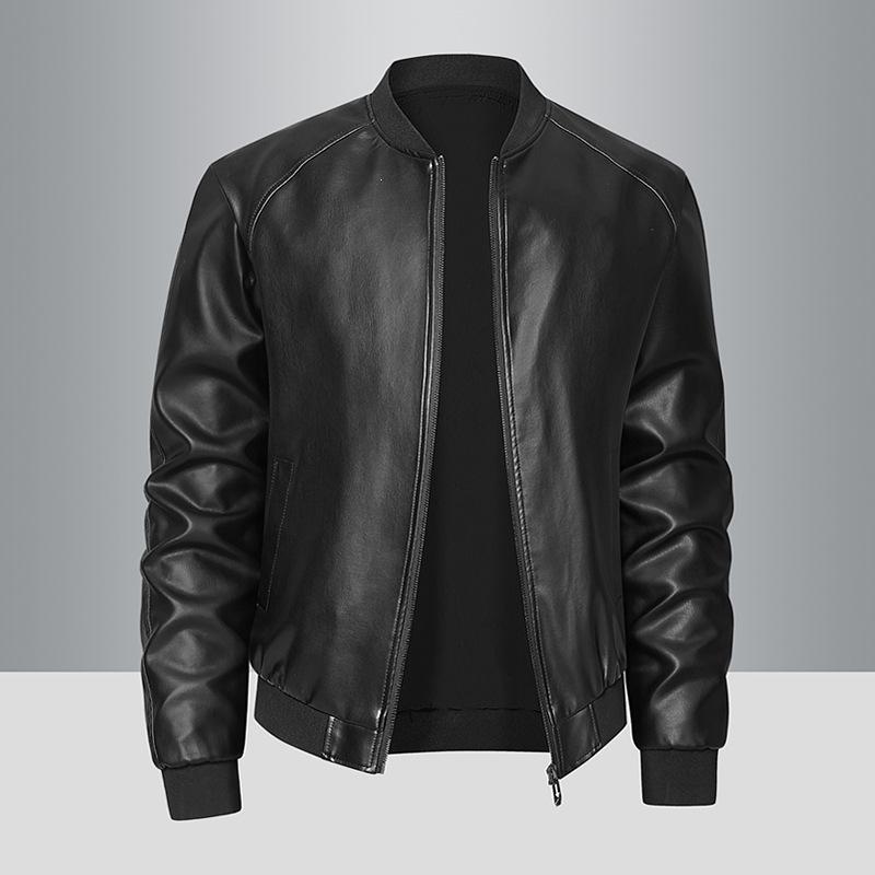Locomotive trendy cool men's leather jacket autumn and winter stand-up collar pu youth windproof and warm casual trendy men's leather jacket
