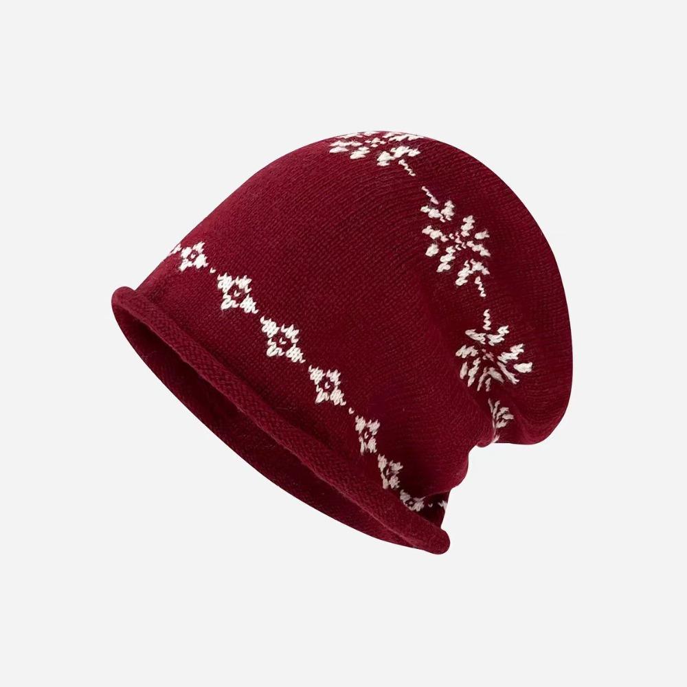 Warm Jacquard Knitted Hat Printed Printing Knit Cap Sweet Ear Protection Hat Apparel Accessories
