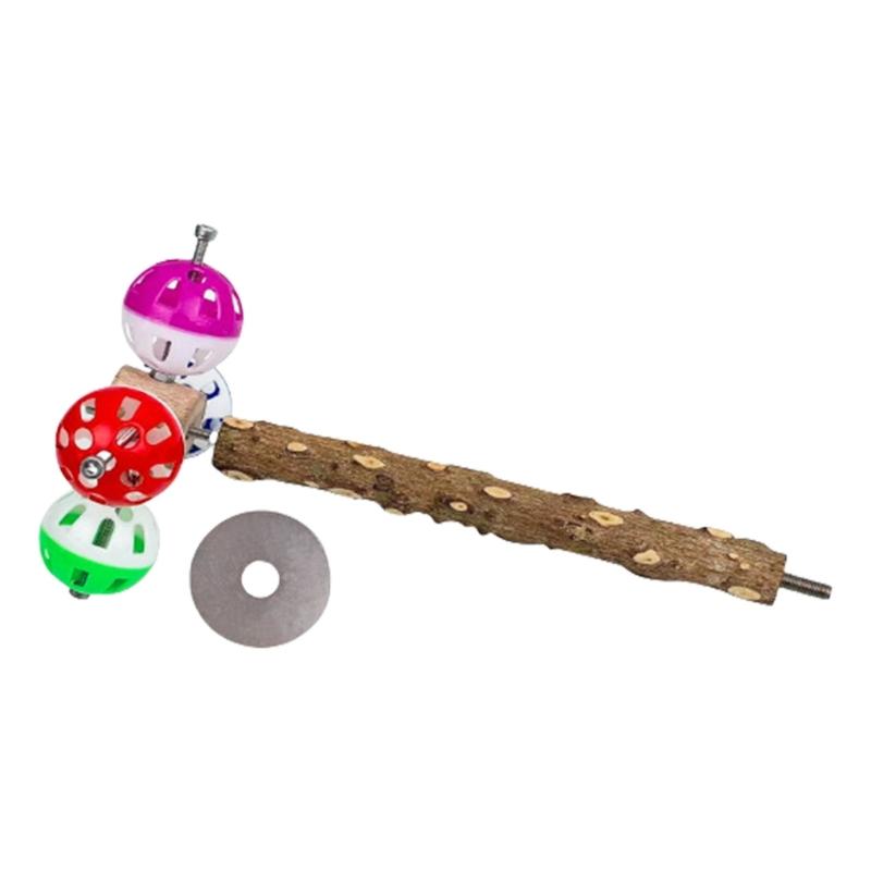 

Игровой насест Игрушка для птиц с вращающимися колокольчиками Шариками Разгрызаемая Натуральное Дерево Стойка для Попугая Волнистых Попугайчиков Развлекательная Игрушка