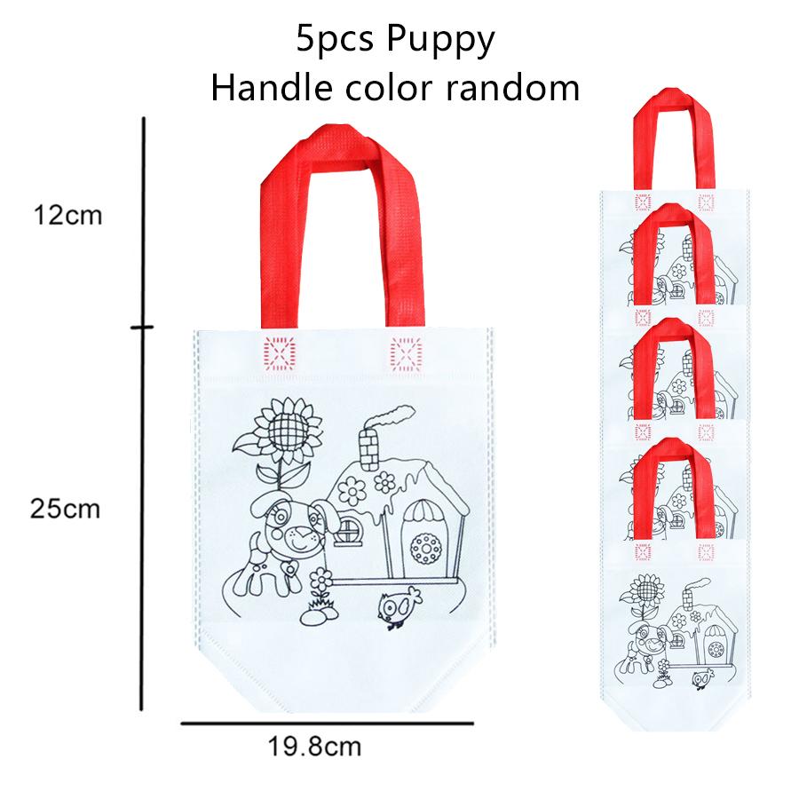 5pcs Graffiti Bag Non Woven Kids Drawing Manual DIY Coloring Environment Protection Children Painting Puzzle Toys Handbag TMZ