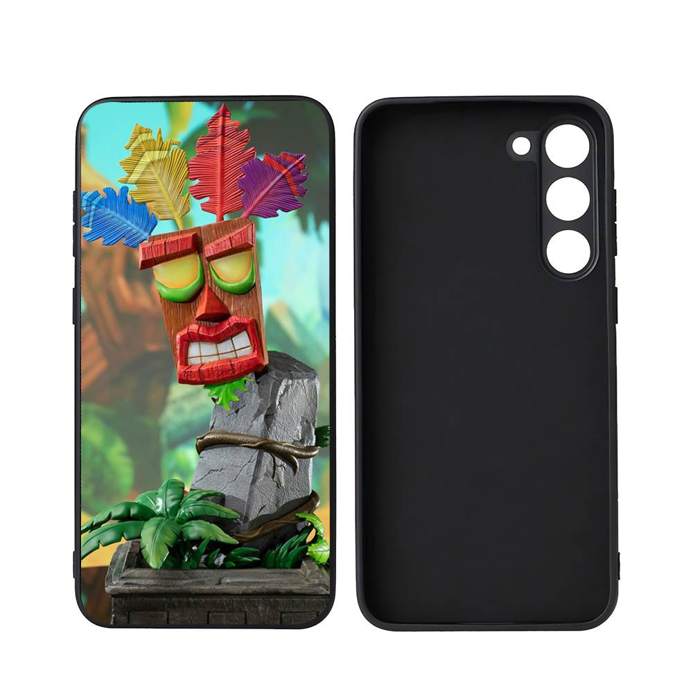 Aku Aku Crash For Samsung Galaxy S25 S24 S23 Ultra S22 S21 Plus S20 Black Soft Silicone Protective Case
