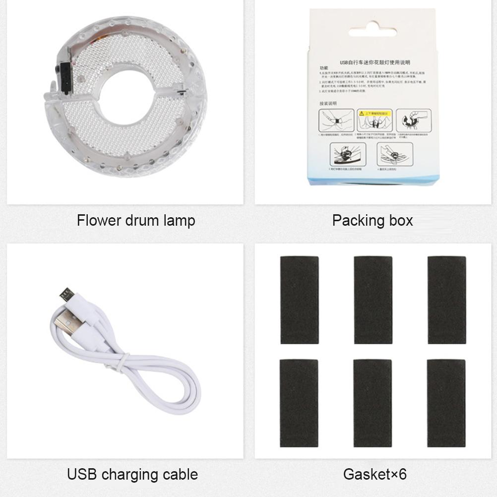 Bike Wheel Hub Lights Rechargeable 7 Colors 15 Modes LED Cycling Lights Colorful Bike Spoke Lights for Safety Warning