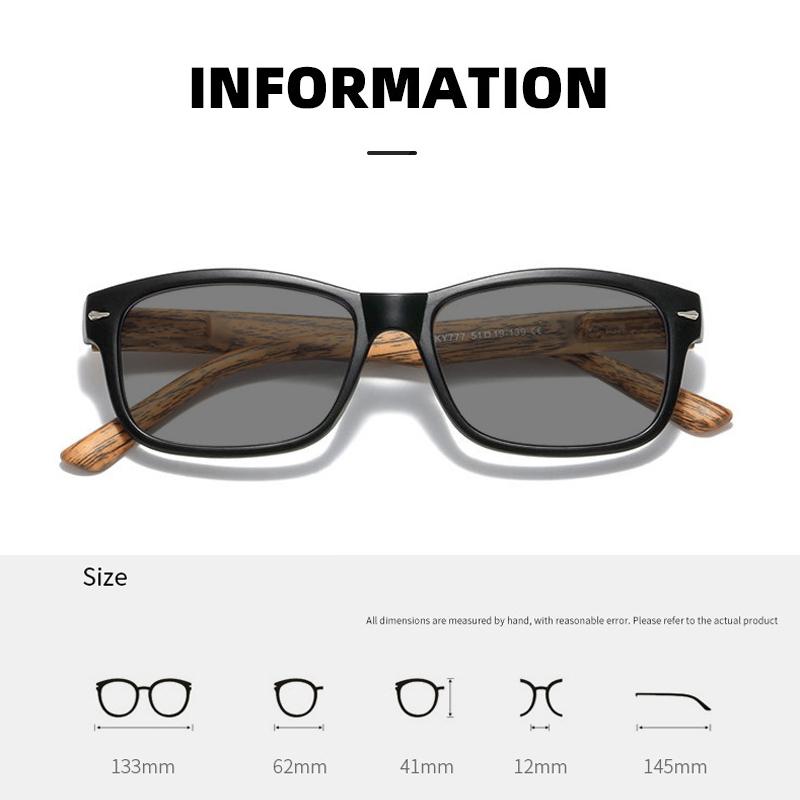 Outdoor UV Protection Presbyopia Sunglasses Fashion Square Frame Wood Grain Temples HD Shades Eyewear Classic Driving Shades