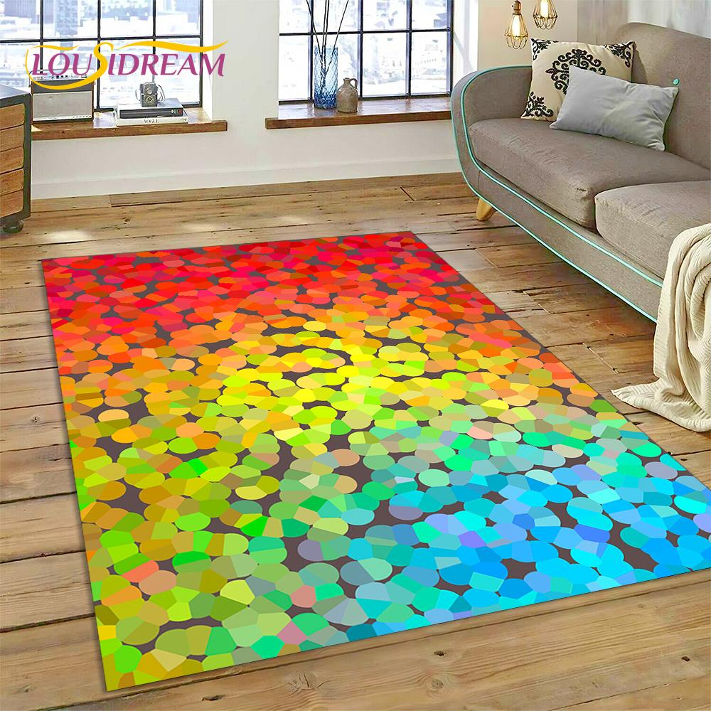 Rainbow 3D Colour Illusion Cartoon Rug Carpet for Living Room Bedroom Home Decor,Floor Mat Non-slip Decoration for Sofa Doormat