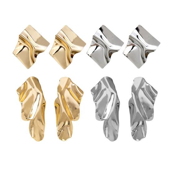 1 Paire de Boucles d'Oreilles Clous Design Géométrique Irrégulier Boucles d'Oreilles en Métal Boucles d'Oreilles Pendantes Surface Miroir Exagérée Bijoux Cadeau