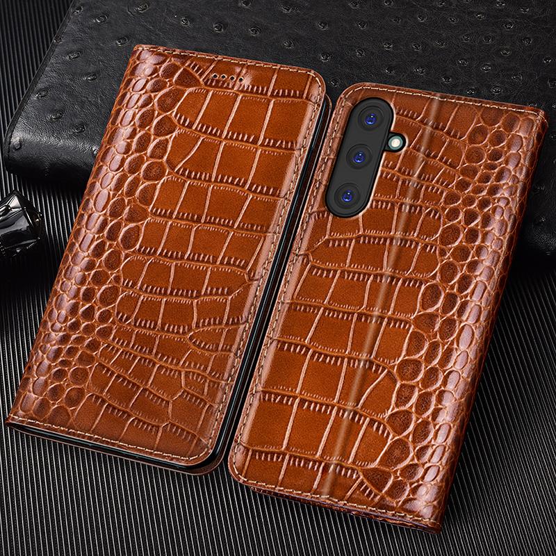 Krokodil-Echtleder-Klapphülle für Samsung Galaxy A04 A14 A24 A34 A54 A05 A15 A25 A35 A55 A06 A16 A26 A36 A56 Abdeckung Cases