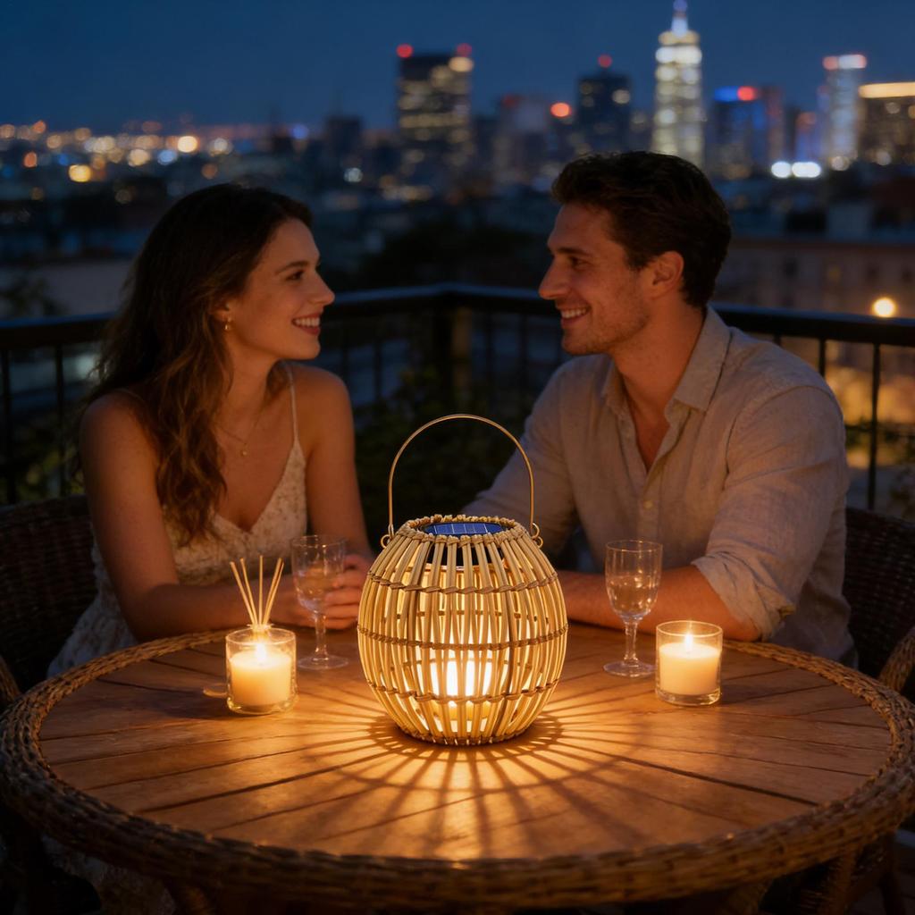 Solar Lanterns Weatherproof Rattan Light Boho Solar Powered Lanterns for Garden Pathway Patio Yard Home Porch Fence Gate Wall