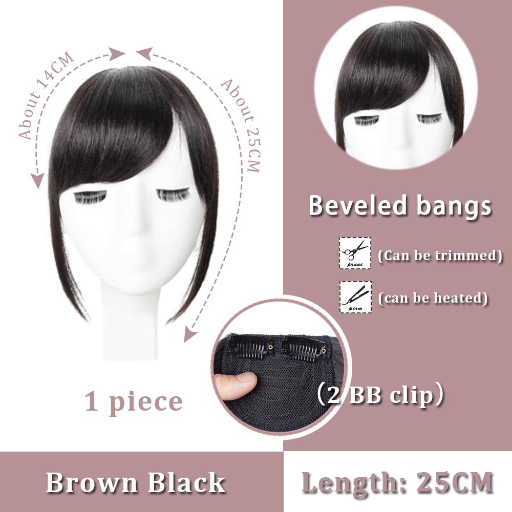 Black Brown Bangs Wig Hair Extension Synthetic Wig Women Clip Style Bangs