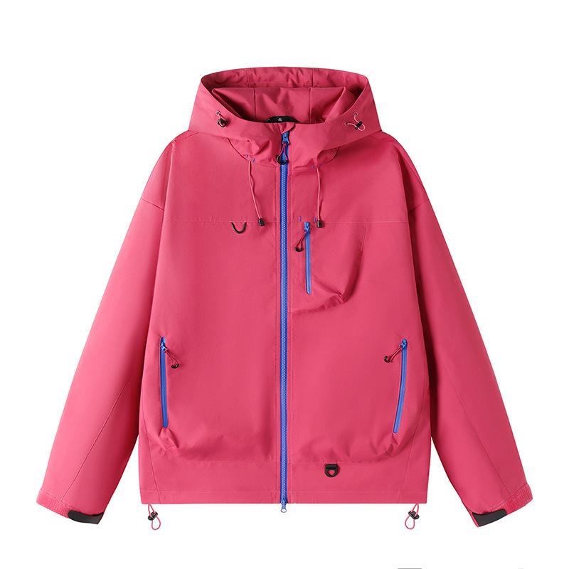 Outdoorjacke Herren Frühling und Herbst Locker Amerikanisch Trendig Arbeitskleidung Paare Wasserdichte Jacke Kapuzenjacke
