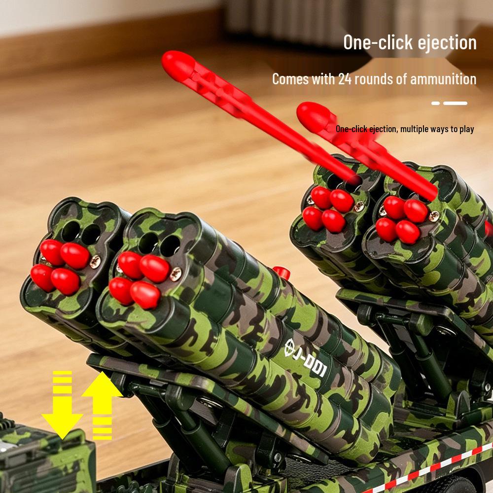 Alloy Anti-Aircraft Missile Artillery Vehicle Toy - Pull-Back Car for Boys Aged 1-6