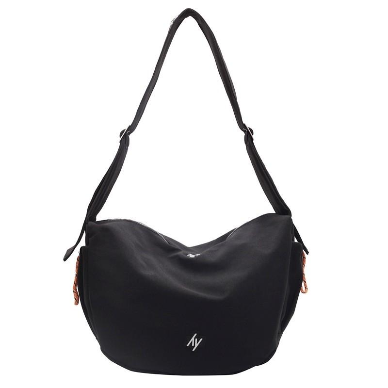 Urban Minimalist Nylon Crossbody Bag With Zipper Pockets For Daily Use