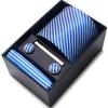 Cravatta Uomo Sposo Matrimonio Compleanno Regalo Per Ragazzi alla Moda Formale Casual Cravatta Asciugamano da Taschino Set Scatola Regalo