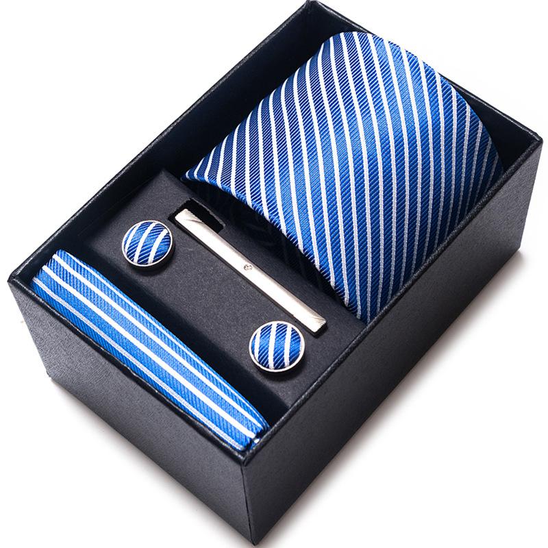Cravatta Uomo Sposo Matrimonio Compleanno Regalo Per Ragazzi alla Moda Formale Casual Cravatta Asciugamano da Taschino Set Scatola Regalo