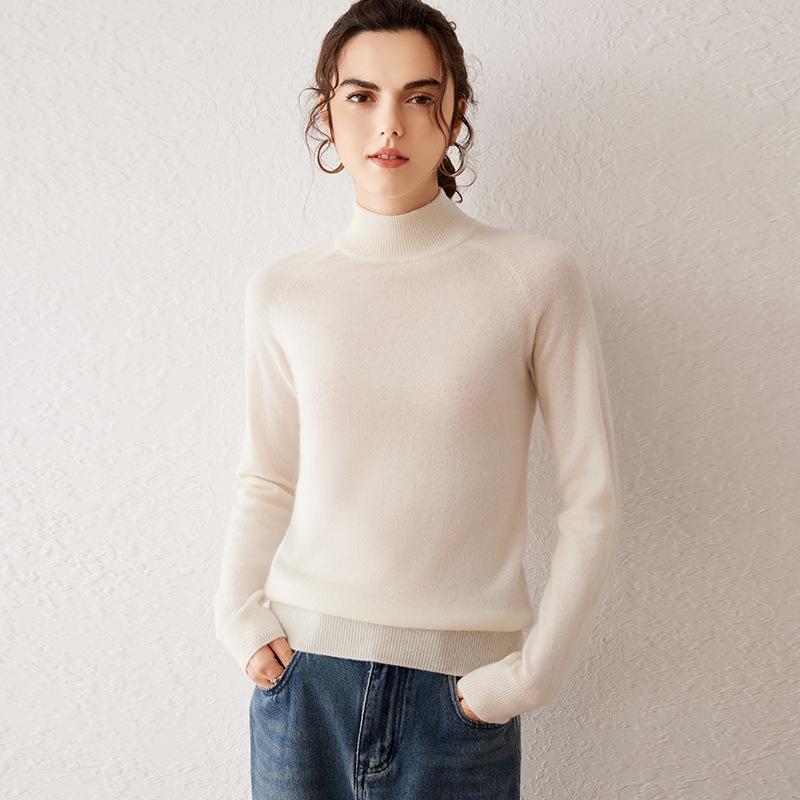 Cashmere Sweater for Women In Autumn and Winter New Soft and Glutinous Skin-friendly Base Shirt Pullover Solid Color Versatile Sweater