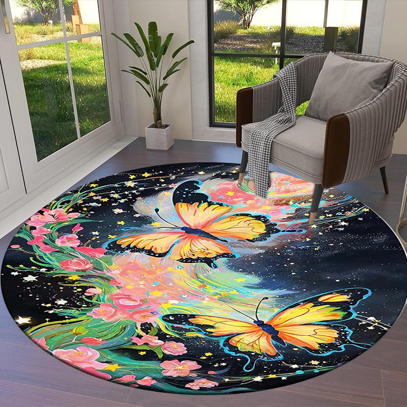 1pc Office Carpet Chair Mats Butterfly Dreams: A Whimsical Floral Fantasy Perfect for Decorating Office Chairs, Living Rooms, Or Bedrooms.YDT190