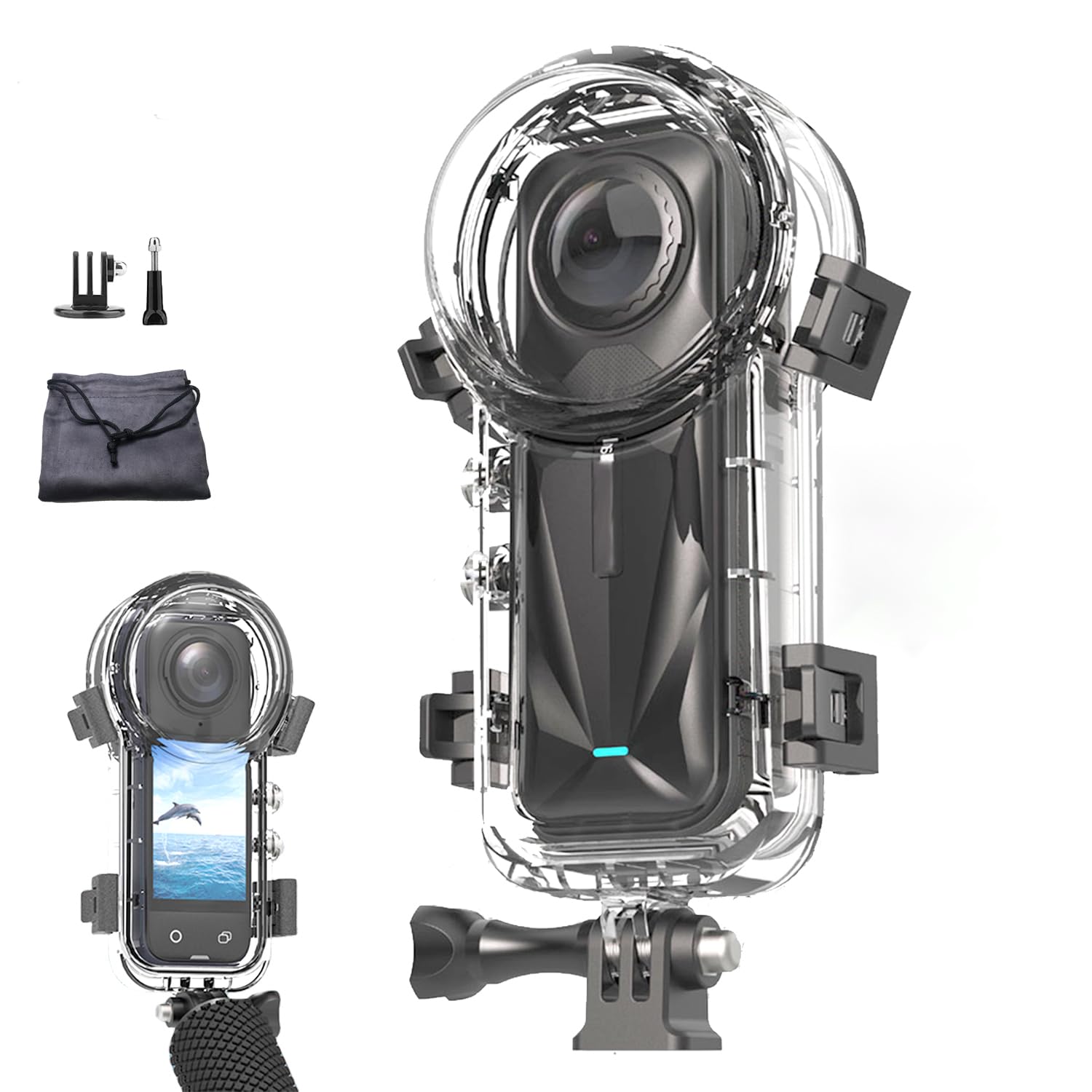 

Invisible Dive Case for Insta360 Underwater Diving Waterproof Housing with and Protection for and Extreme Sports X5-60m/196ft Anti-Fog, Ultra-Clear