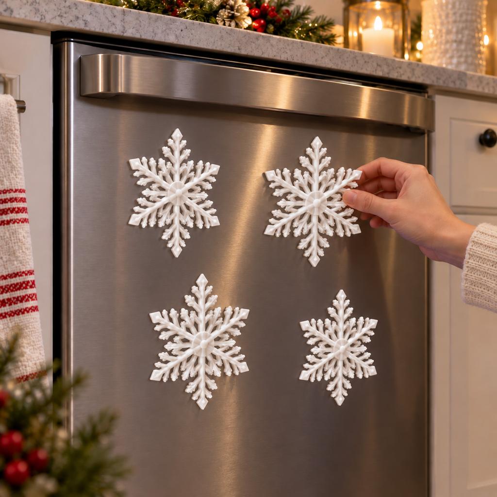 3D Printed Snowflake Fridge, Decorative Refrigerator for Kitchen Home Decor