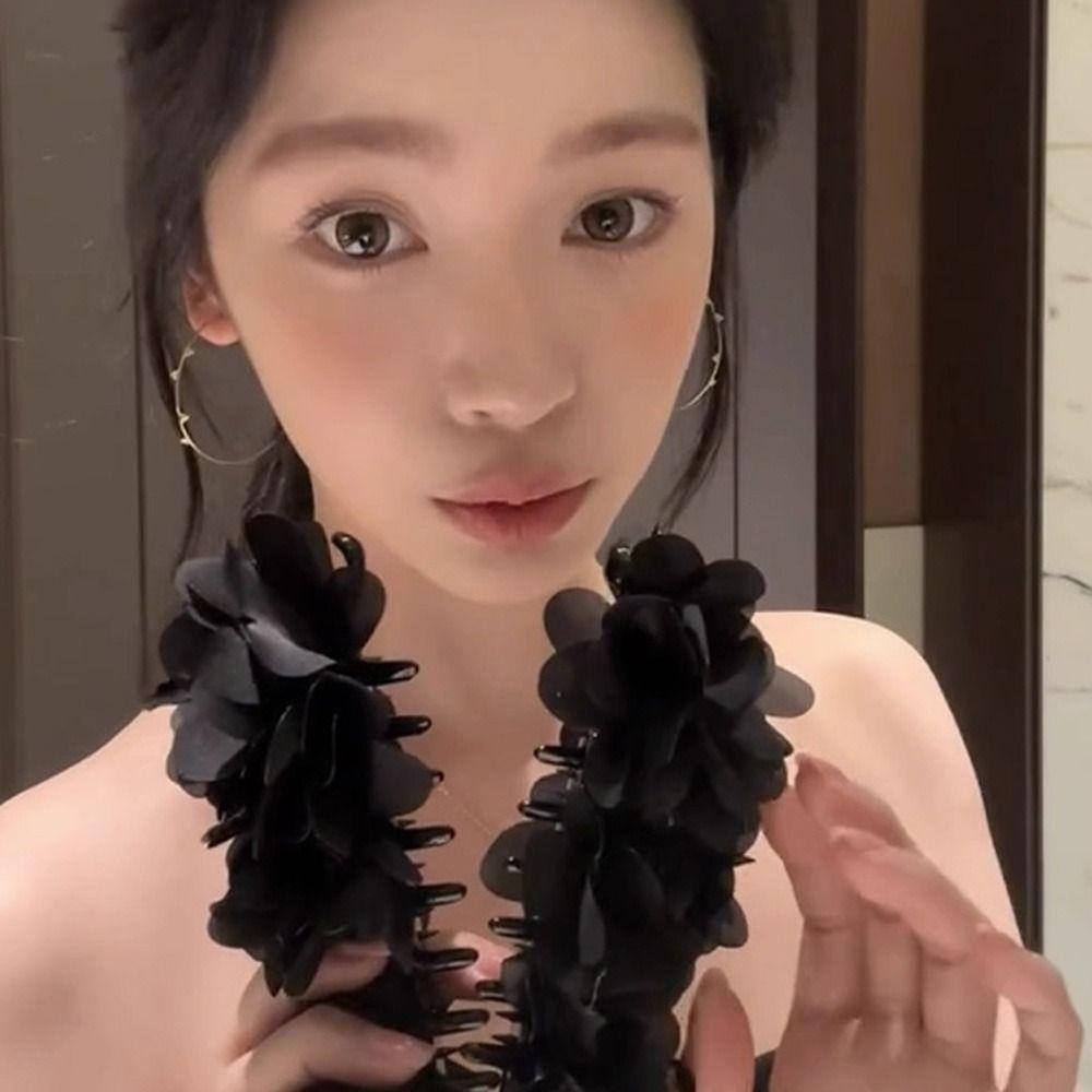 Bohemian Style Shark Clip Elegant Flower Hairgrips Hair Accessories Headwear Summer Vacation