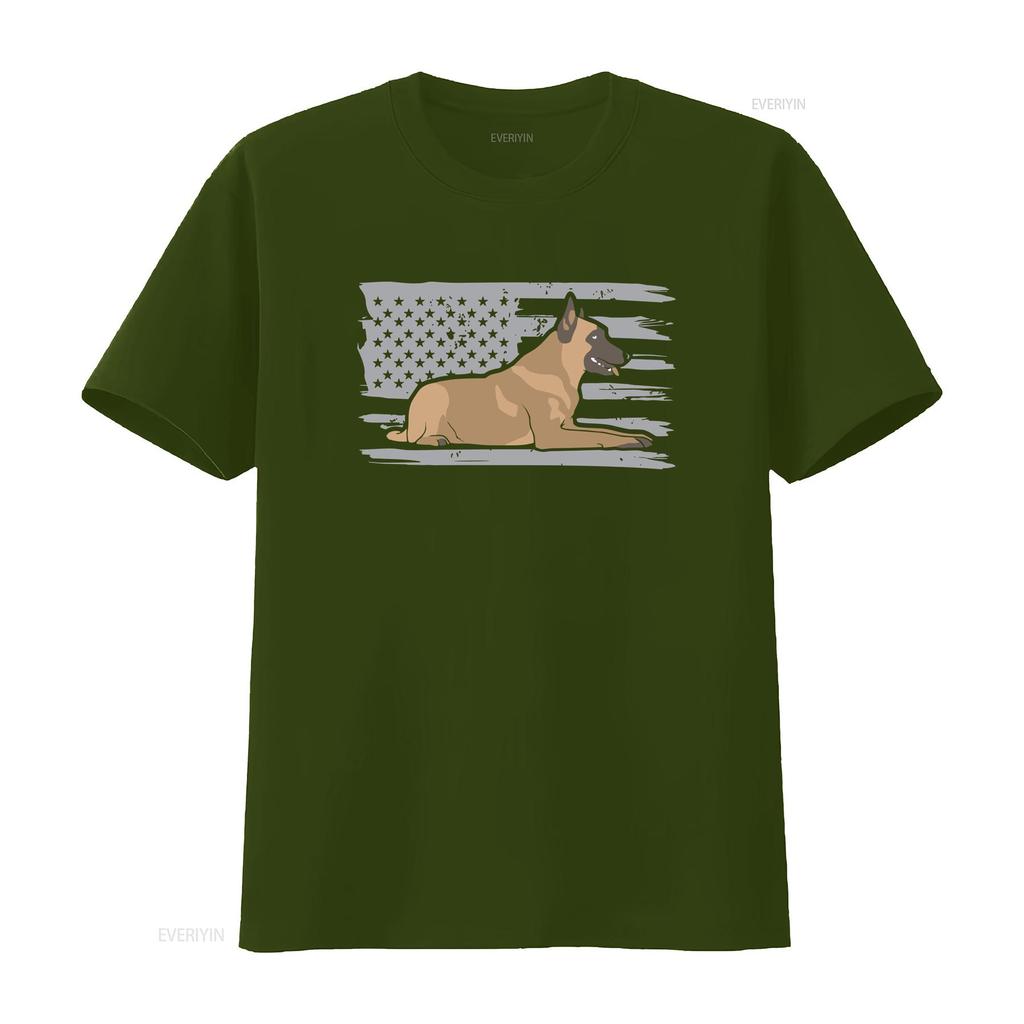 American Flag Belgian Malinois Mom T Shirt Patriotic Dog For Her Women Vintage Washed Versatile Graphic Homme Unisex Fashion