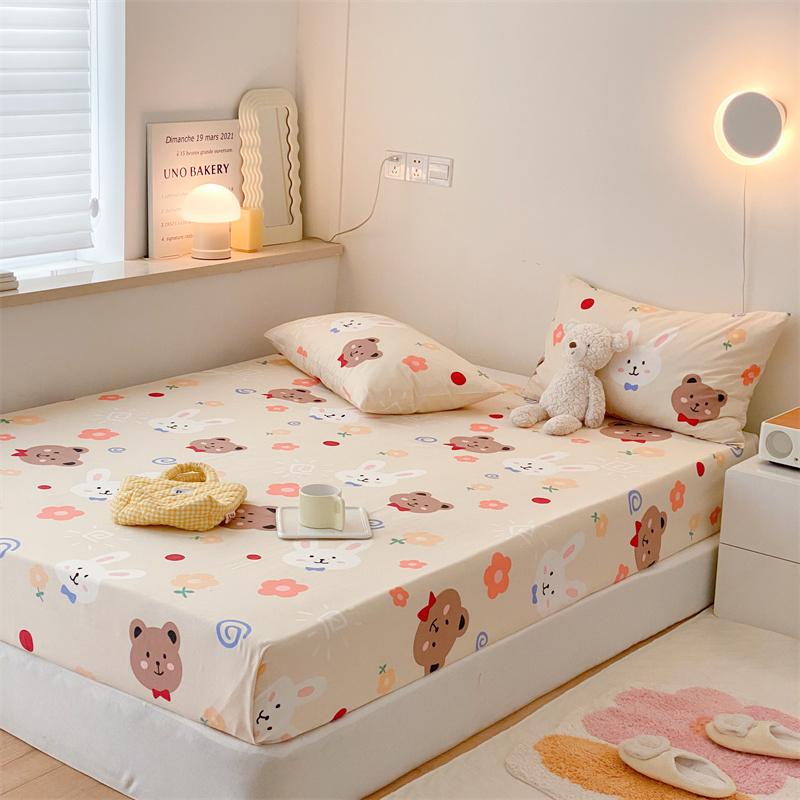 100% Cotton Fitted Sheet Cartoon Style Bed Cover Skin-friendly Bedsheets Single Size Bed Linen Sabanas Para Cama (No Pillowcase)