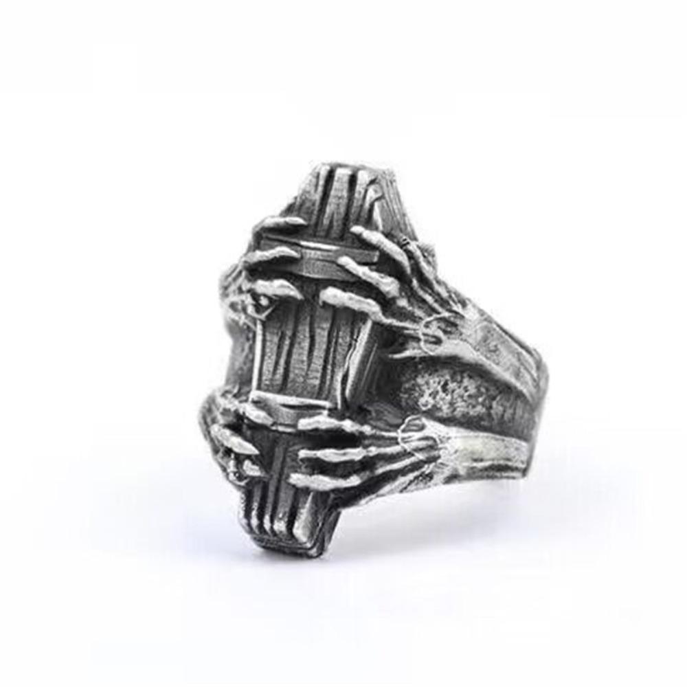 

Classic Vintage Coffin Ghost Claw Vampire Devil Ring Men s Adjustable Size Open End Ring Goth Punk Hip Hop Jewelry Party Favors Resizable