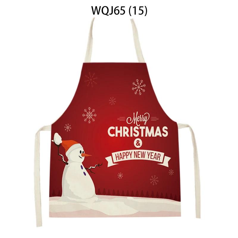 Christmas Apron Snowflake Tree Kitchen Apron Santa Claus Elk Snowman Print Aprons Dinner Party Cooking Apron Baking Accessories
