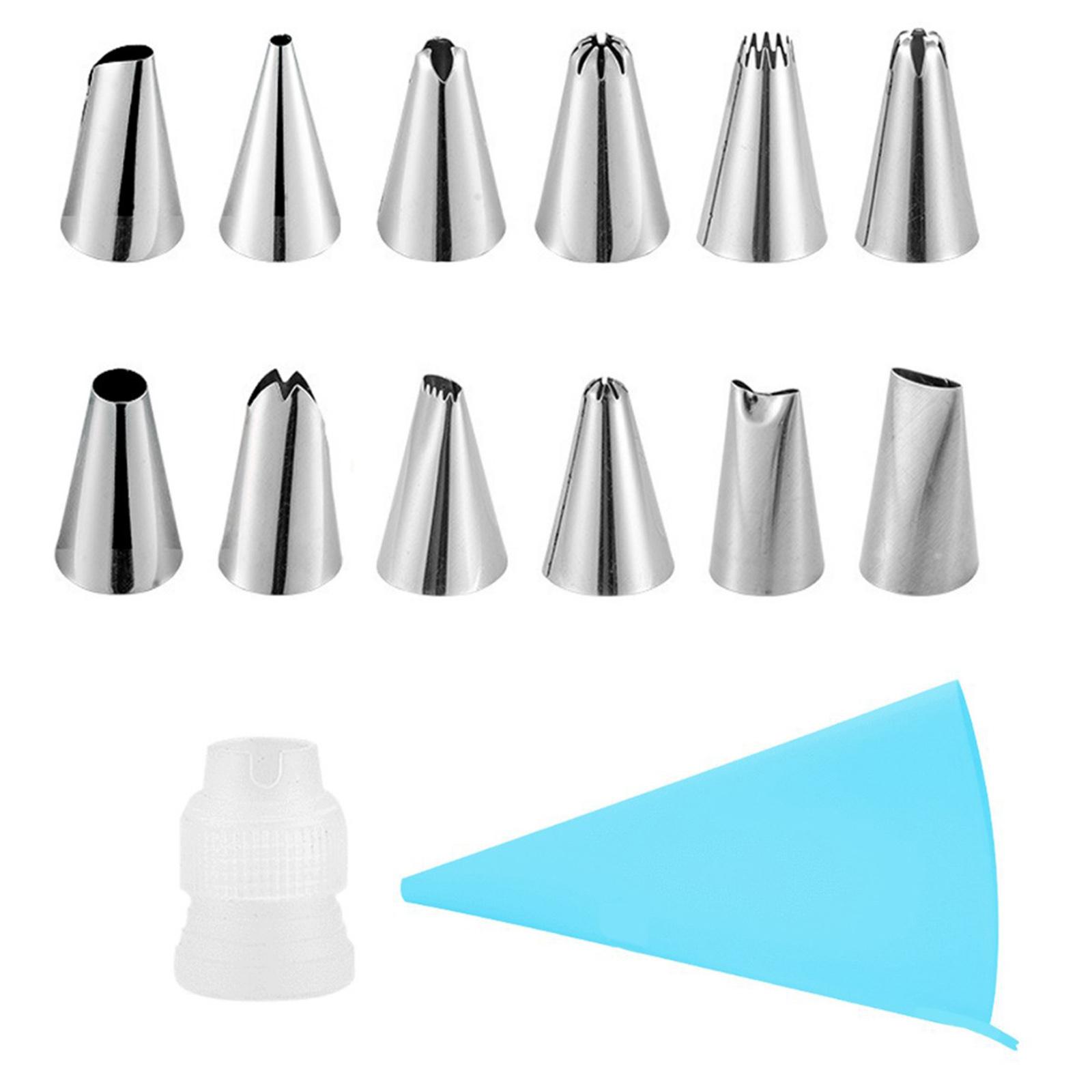 

16 Pieces Piping Bags And Tips Set 14 Icing Tips Icing Piping Nozzles Set Frosting Bags Ties Cupcake Decorating Kit Cupcake Tool синий