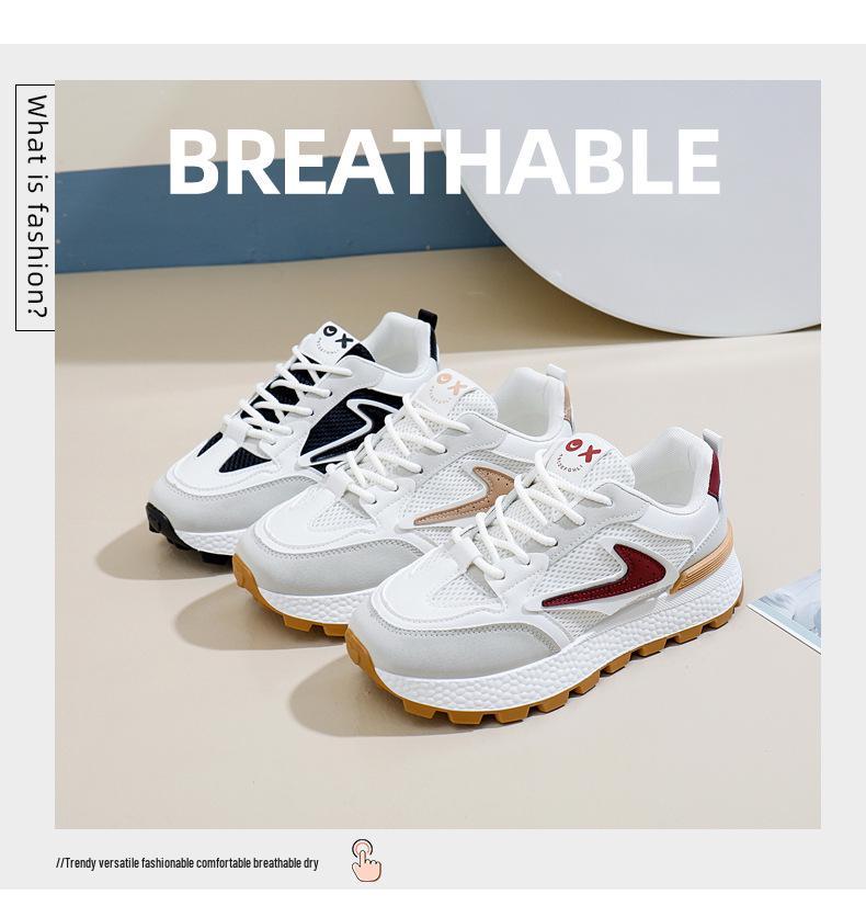 2024 Spring Trendy Women's Thick Sole Korean-Style Running Shoes for Female Students - Forrest Gump Casual Sneakers, Model 6116.