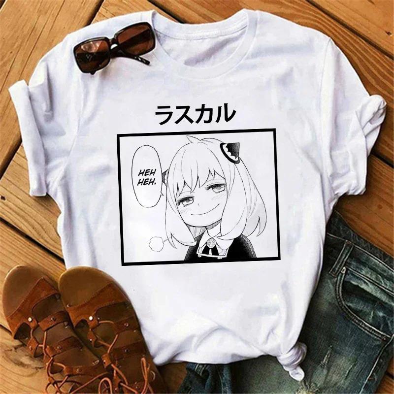 Anime Spy X Family Tişört Kadın Japon Harajuku Modası Kısa Kollu Tişörtler Yazlık Üstler Kawaii O Yaka Kadın Tişört Üst Unisex