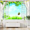 Window Landscape Tapestry For Decoration 3D Romantic Flowers Tapestry Home Painting Psychedelic Forest Tapestries Wall Hanging Premium Quality