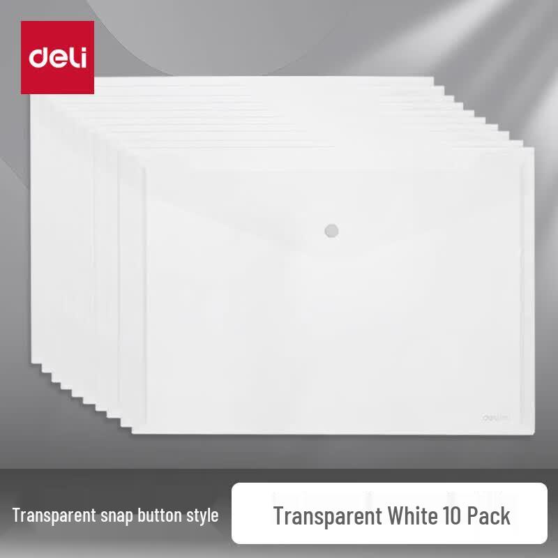 Deli 8308 A4 Transparent Snap Button Document Folder