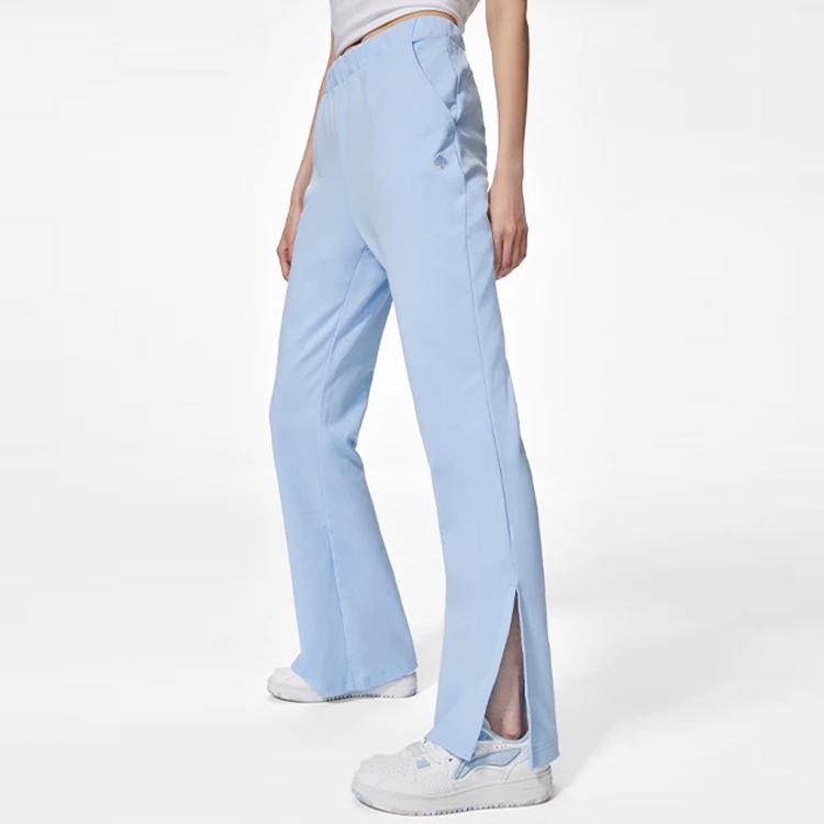 Li Ning X Disney Collaboration Disney Alice Series SS22 Solid Color Casual Flared Knit Sports Pants Women Bottoms Blue AKXS854-1