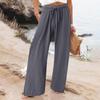 2023 Trendy Wide-Leg Elastic Waist Solid Color Casual Pants