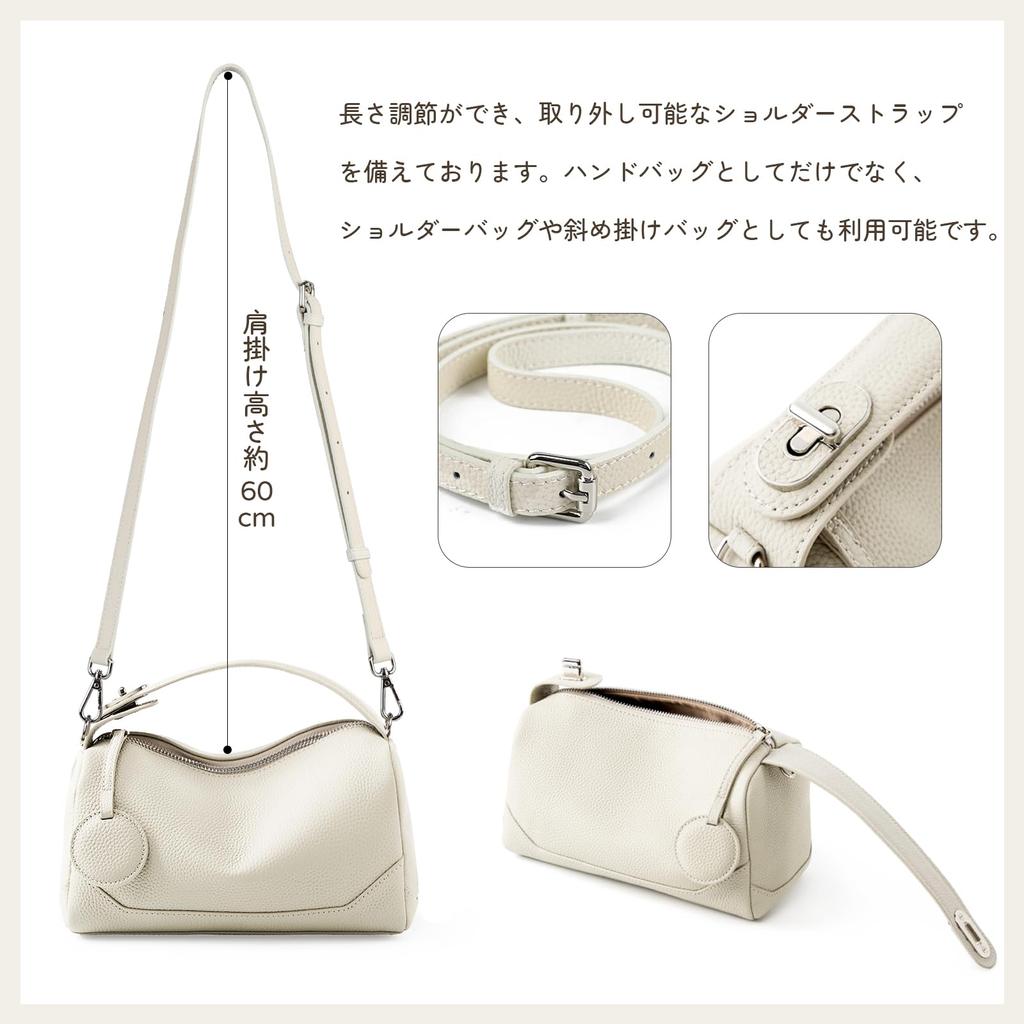 MFFOR Genuine Leather Shoulder Bag for Square Soft and or Popular for Commuting Women, 2-Way Handbag, Shape, Lightweight, Casual, Simple, Stylish,