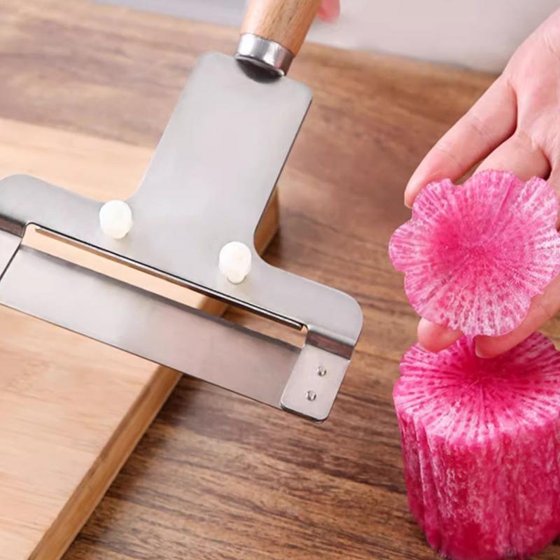 Radish Cutter Slicer Adjustable Cheese Shaver Slicer Stainless Steel Cabbage Kitchen Slicer Radish Carver Shredder With Wood