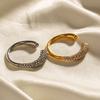 ZAKOL 18k Gold Plated Stainless Steel Open Rings With Clear Rhinestone High Quality Anti-allergic Zircon Gift for Women