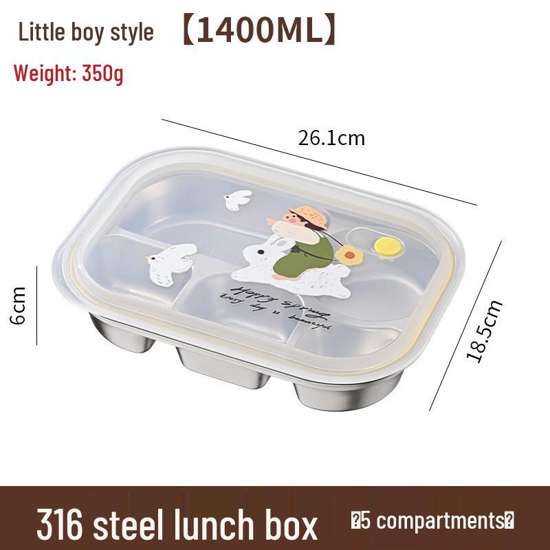 Student Insulated 304 Stainless Steel Divided Lunch Box
