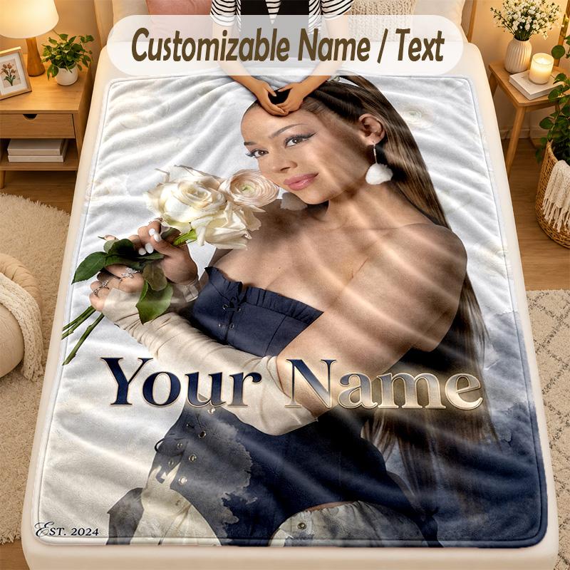 Flannel BlanketAyliva Custom Name Text Personalized Soft Warm Throw Blanket Home Decor Gift