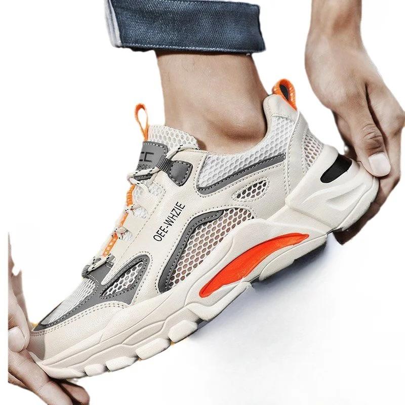 Fashion Men's Breathable Mesh Hollowed Out Casual Sports Shoes Summer Comfort Soft Sole Anti Slip Outdoor Running Shoes Male's Sneakers