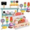 Montessori Wooden Ice Cream Shop Play House Toy for Kids Pretend Role Play Kitchen Food Toys Simulation Children's Playset