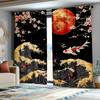 Set Of 2 Koi Fish Kitchen Curtains Japanese Cherry Blossom Sea Wave Design Polyester Ideal Bedroom Curtain For Decor Made