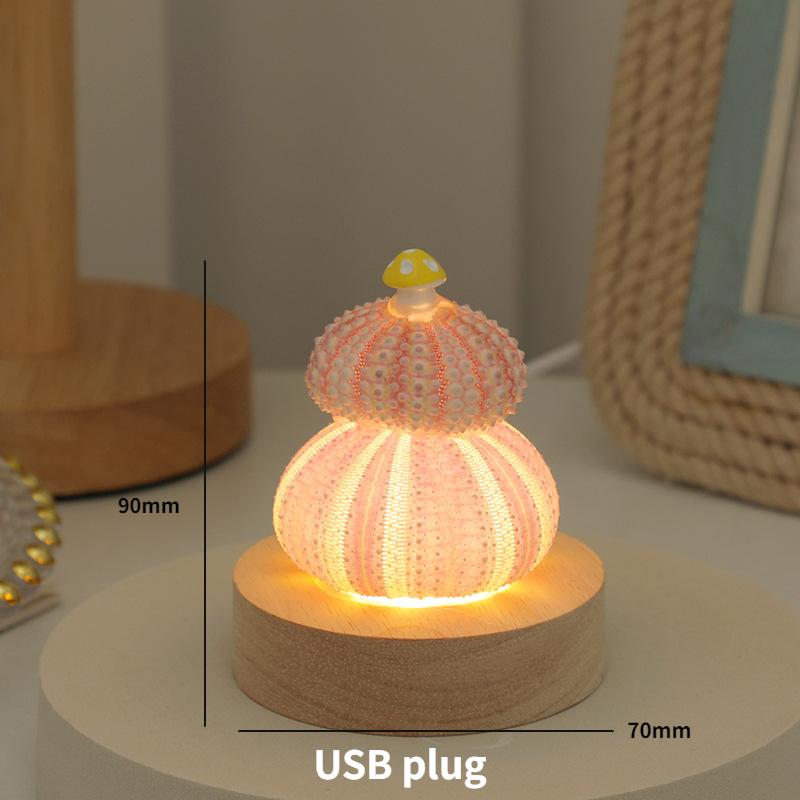 Creative LED Shell Mushroom Night Light Bedroom Bedside Decoration Table Lamp Birthday Gift Luminous Small Gift Ornament