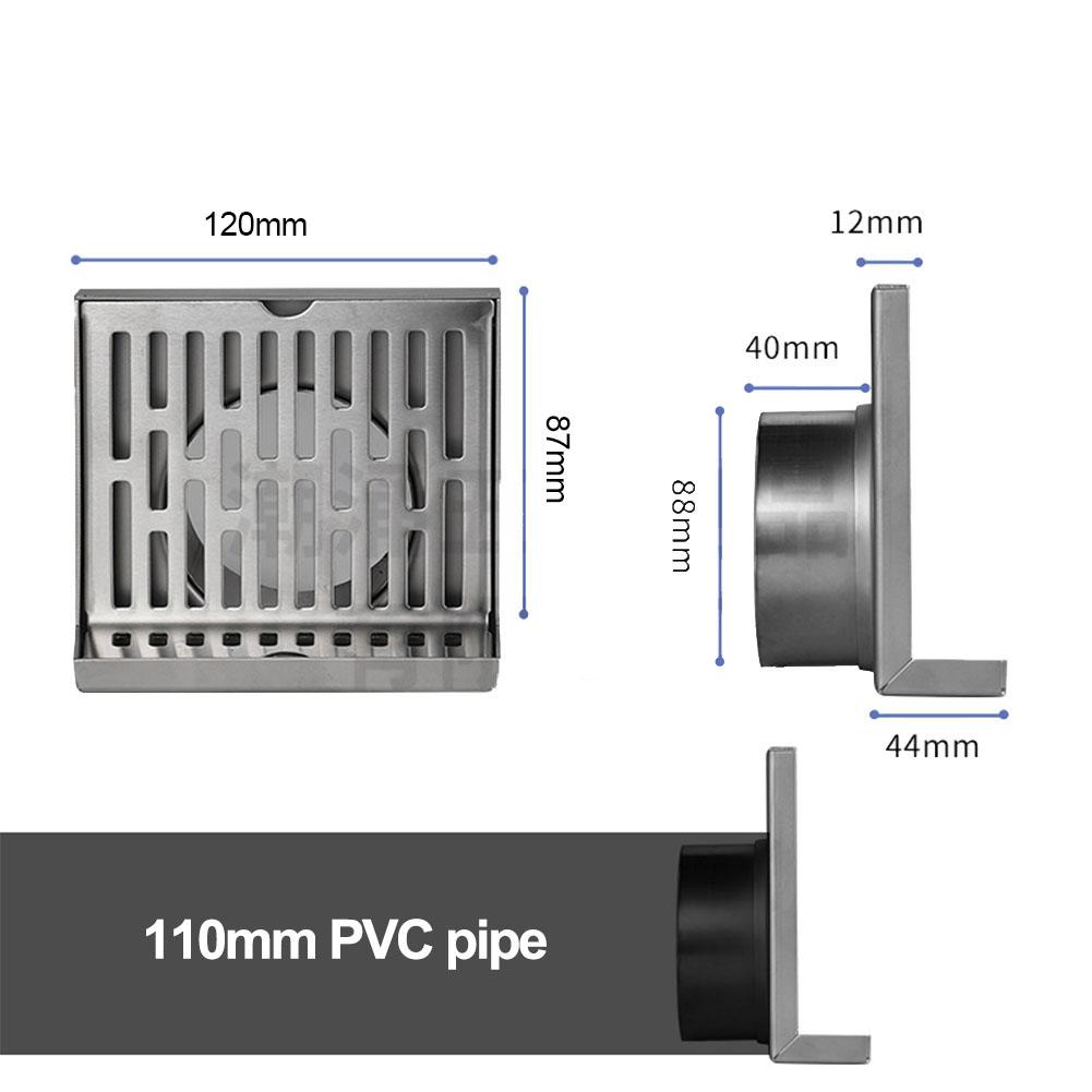 Stainless Steel Floor Drain L Shape Wall Side Floor Drain Balcony Same Layer Waste Filter For Bathroom Kitchen Shower Hardware