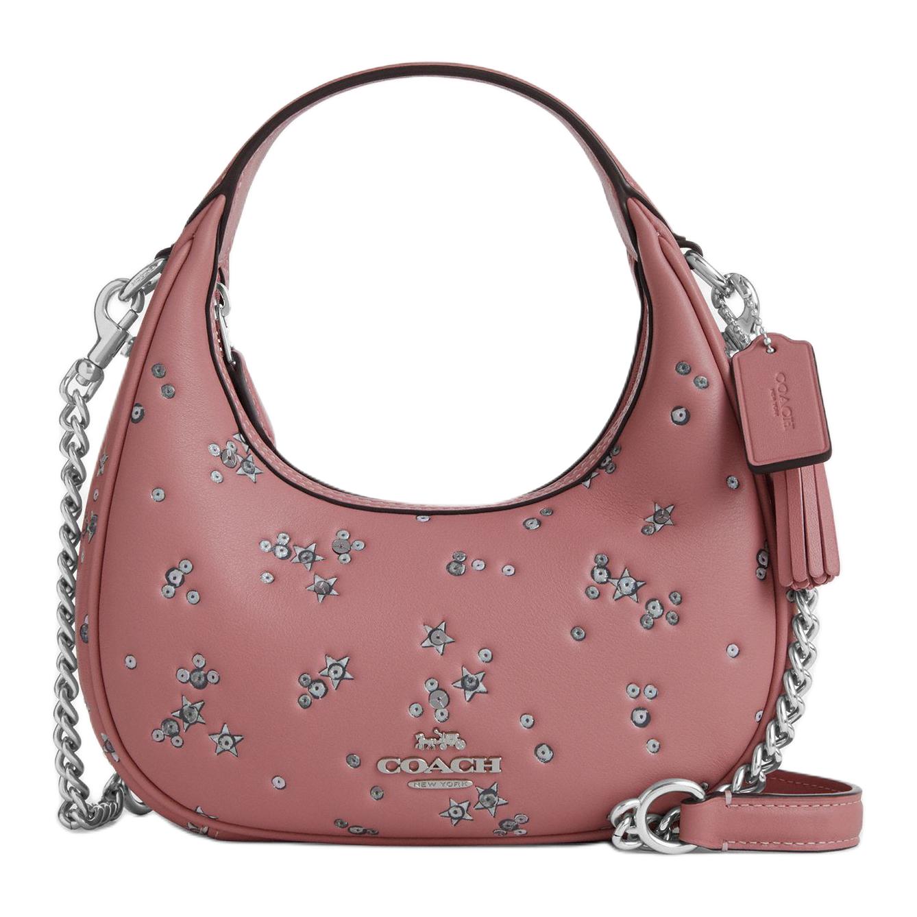 

Coach Carmen 20 Star Print Leather Crossbody Tote Bag Mini Women bags Gray Pink CCE63-SVPF6 Basic Set (Bag+Dust Bag)