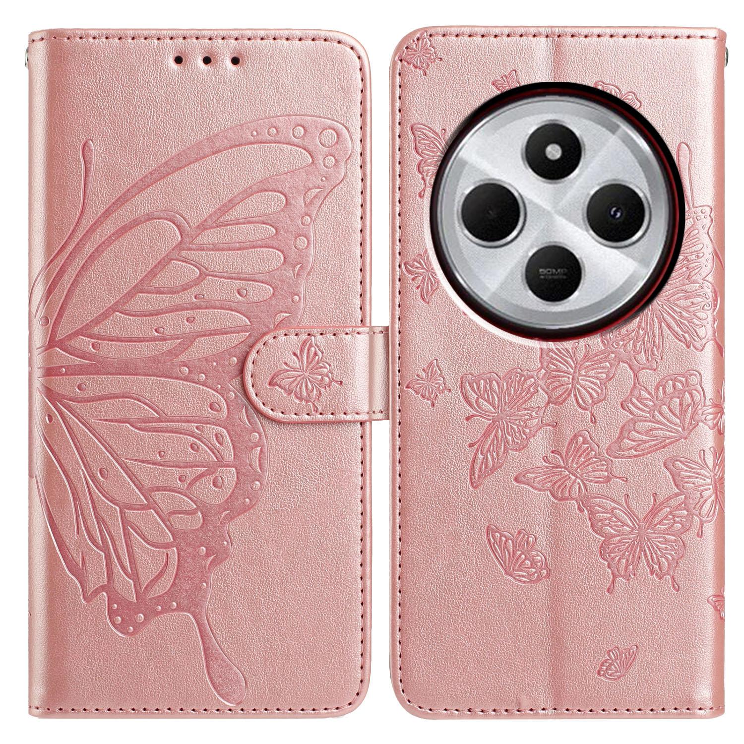 

Чехол-кошелек для Xiaomi Redmi 14C 4G/14C 5G/14R 5G/A4 5G/A3 Pro 4G/Poco C75 4G/Poco M7 5G из ПУ кожи, чехол для телефона с ремешком Rose Gold