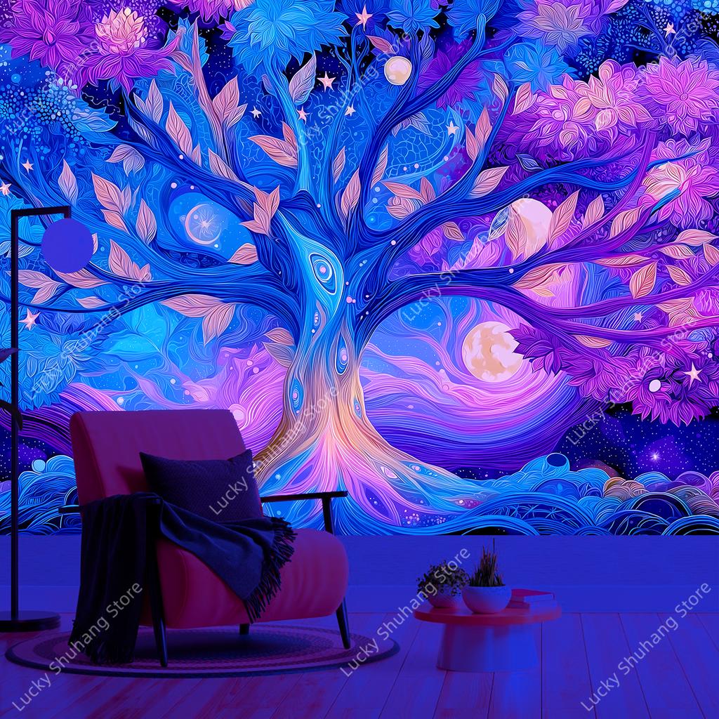 Tree Of Life Wall Tapestry Cosmic Art Print Boho Decor For Bedroom Living Room Spiritual Theme Home Interior Hanging Poster