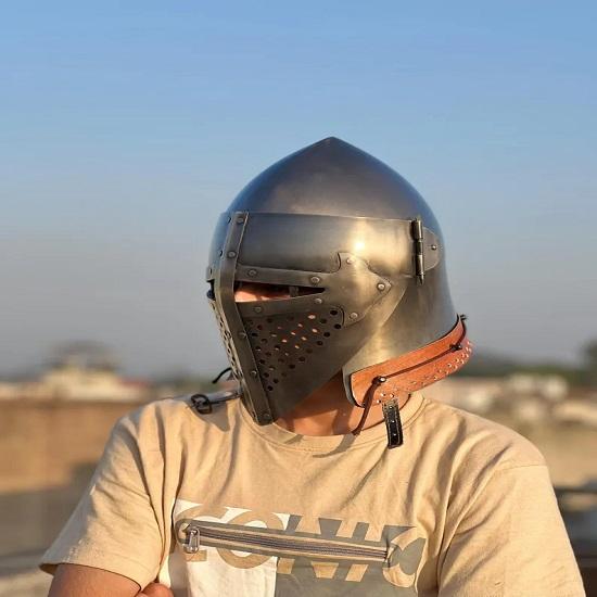 Barbuta Visor Helmet Medieval Knight Armor Helmet  18g Mild Steel Warrior  Perfect for LARP, Cosplay  Halloween Costume