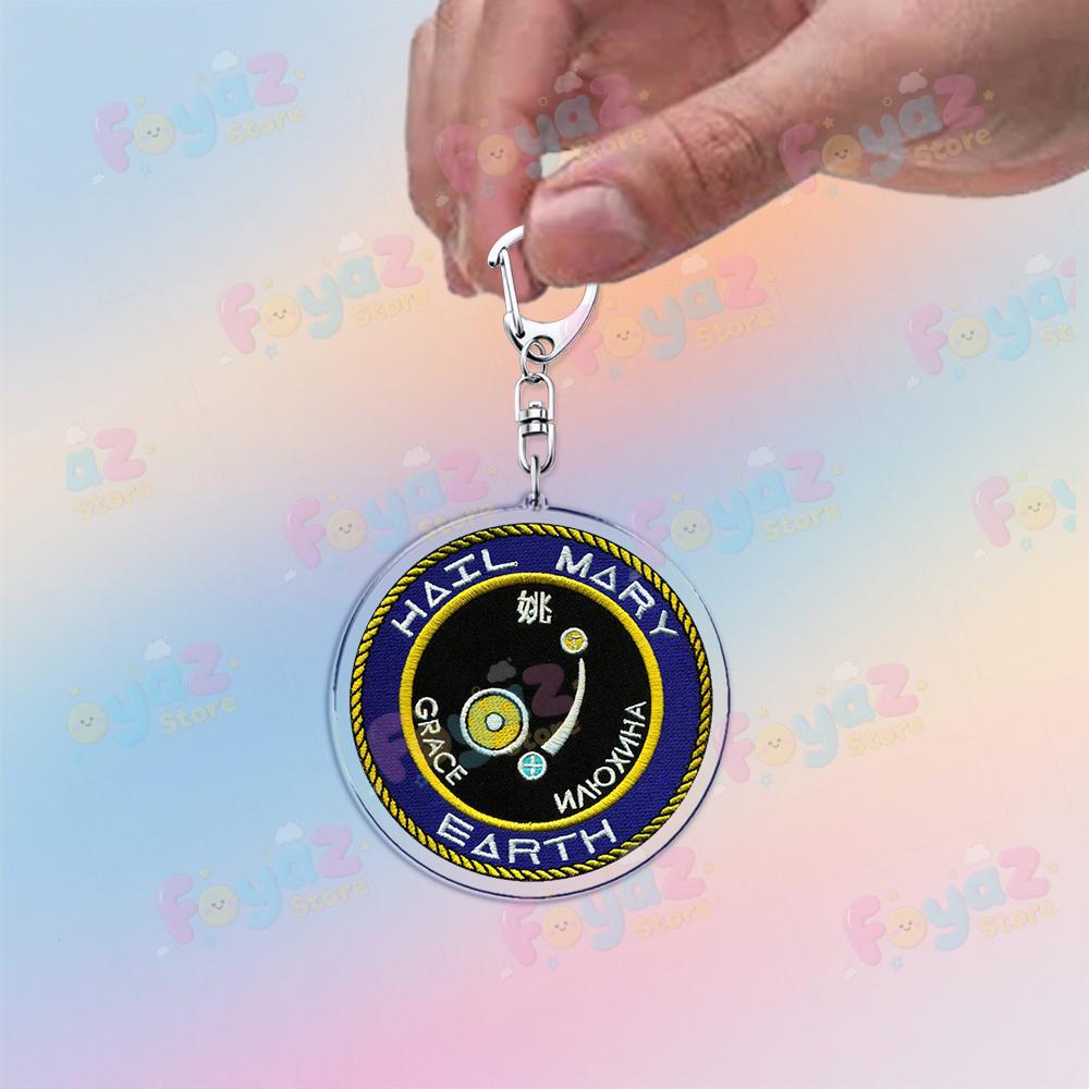 

Project Hail Mary Mission Crest Keychain for Accessories Bag Charm Rocky Space Andy Weir Warning Astrophage Keyring Fans Gifts